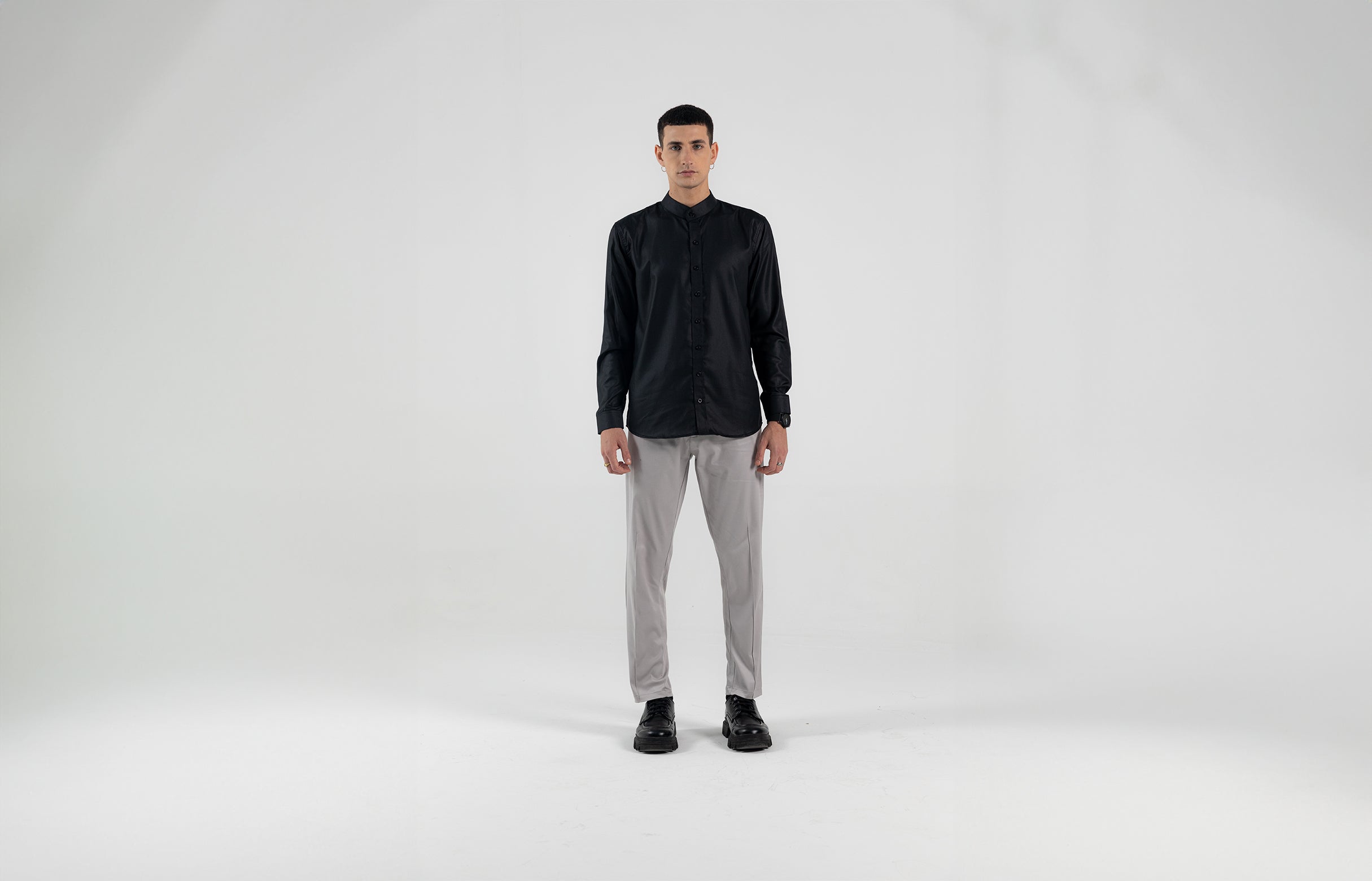 Mandarian Collar full Sleeve Shirt - Slim Fit