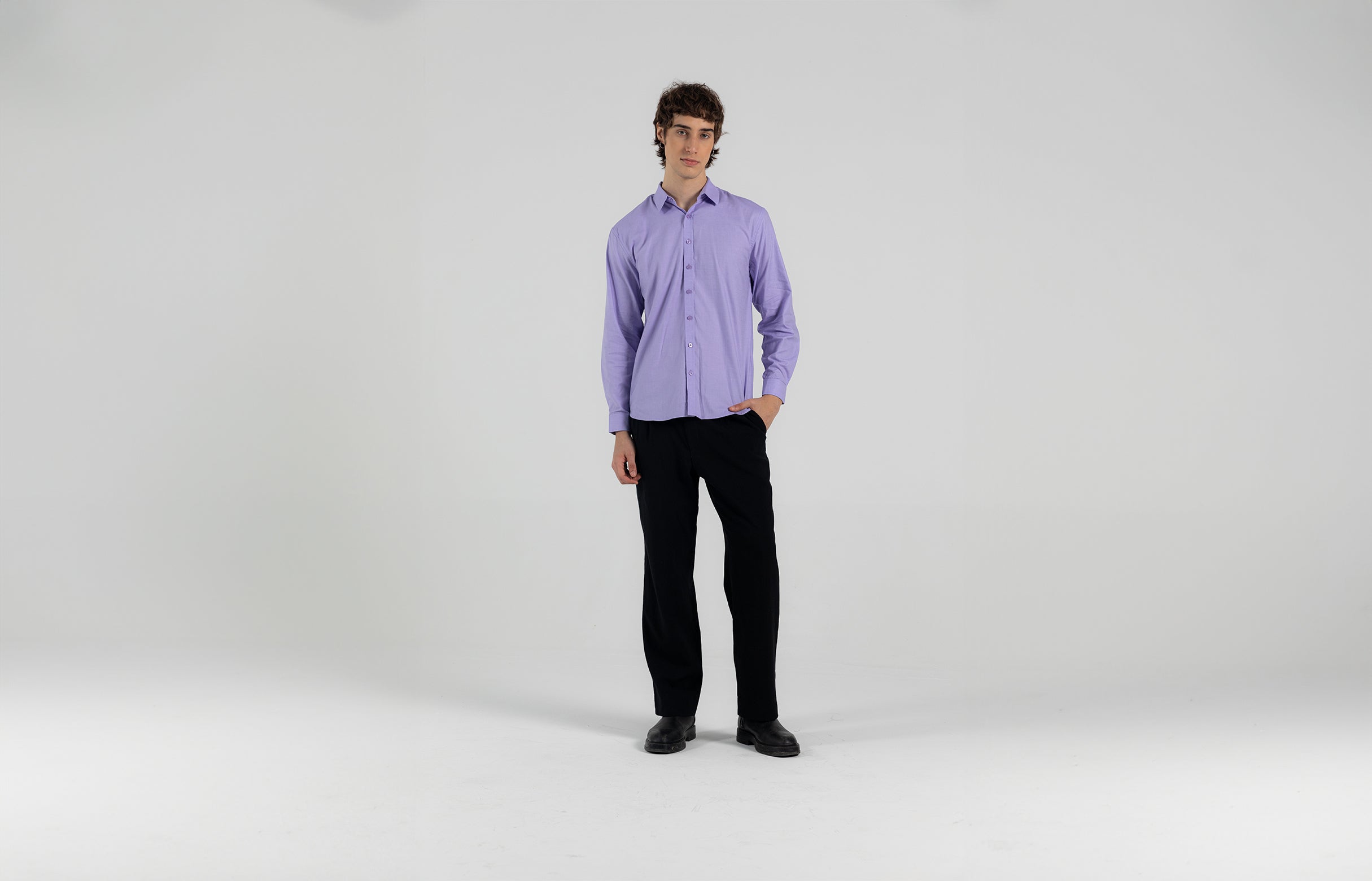 Lilac Plain-Weave Egyptian Cotton Shirt - Slim Fit