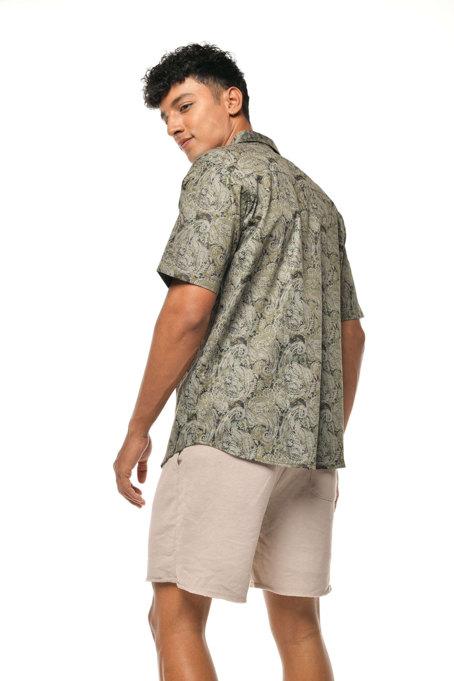Printed cotton satin shirt