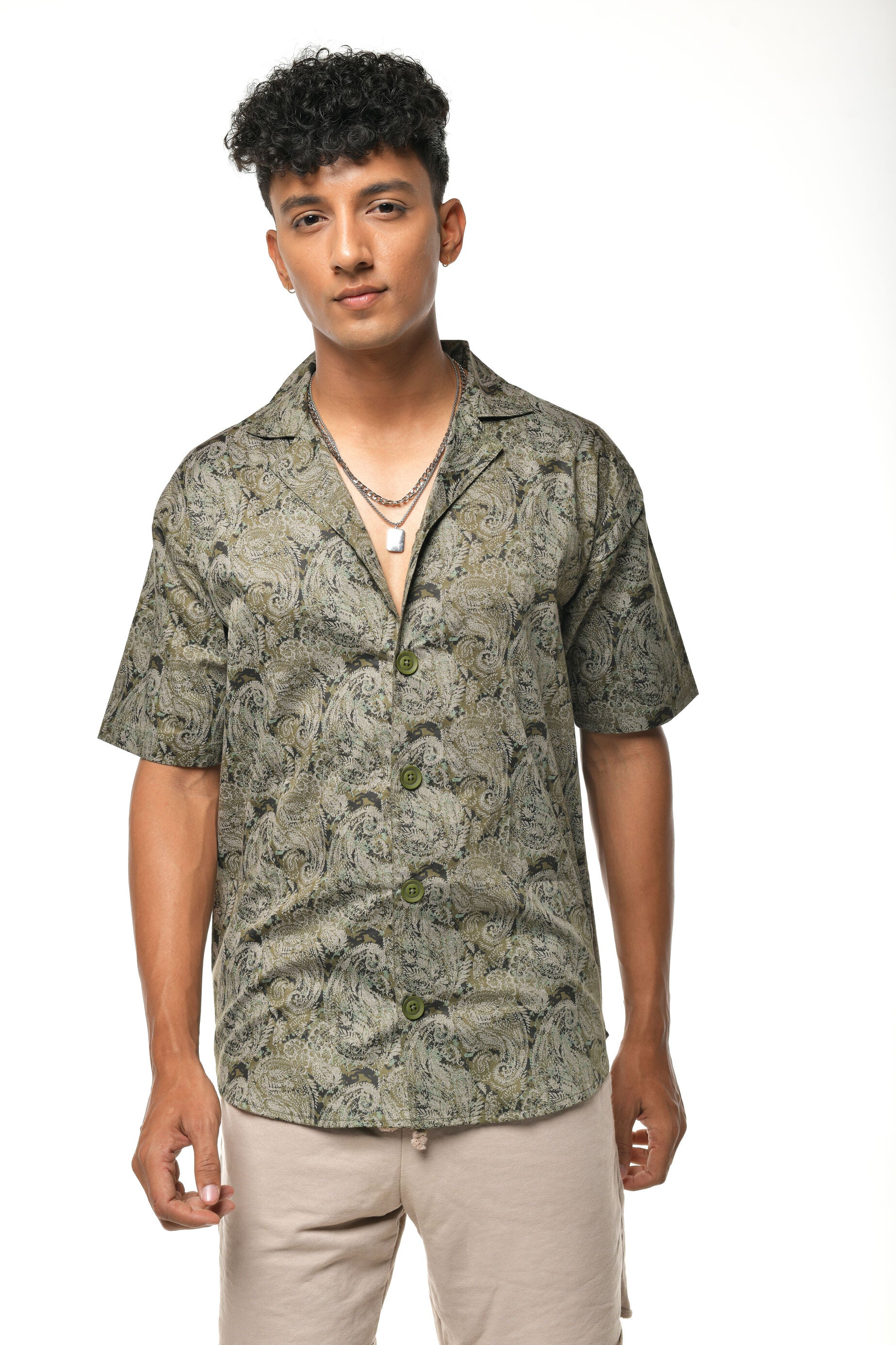 Printed cotton satin shirt