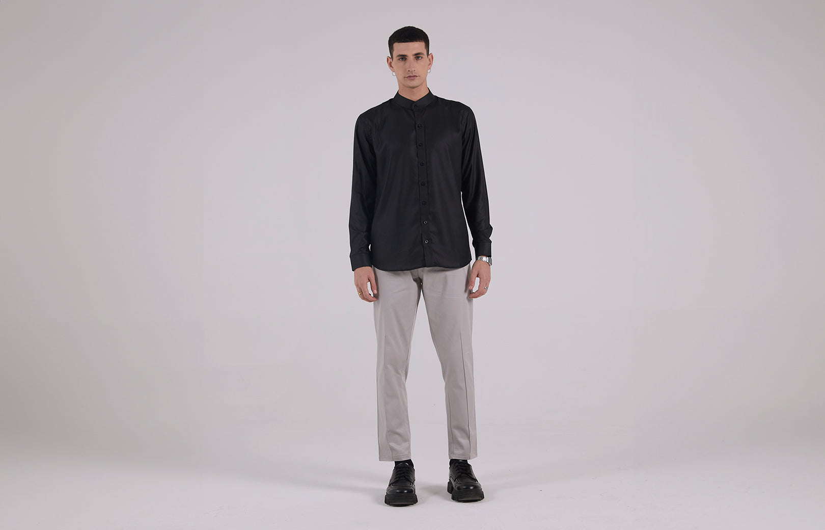 Black Chinos Straight Fit Trousers